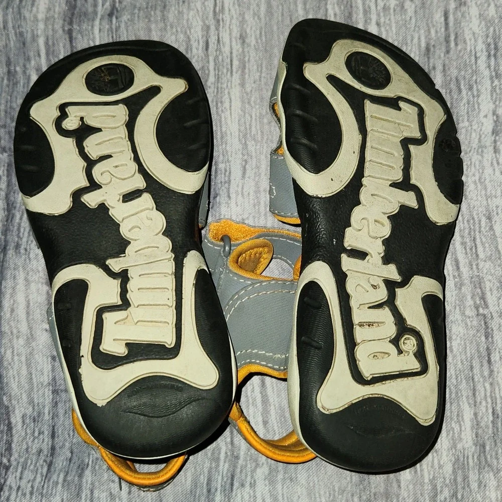 Timberland Adventure Seeker Boys Gray Orange Hook & Loop Sport Sandals - Size 13